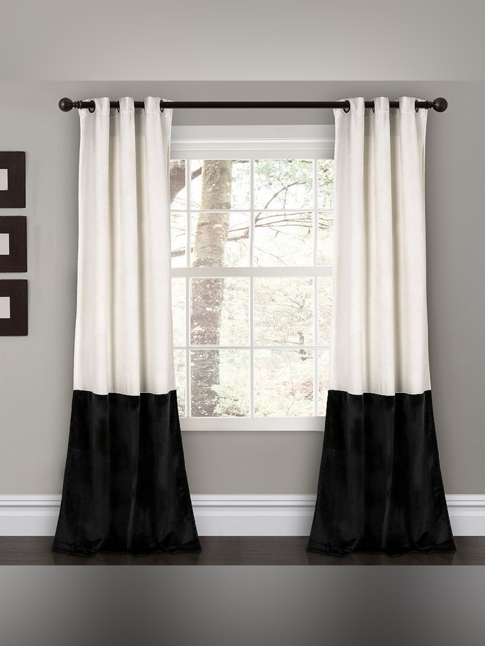 Lush Decor Prima Velvet Color Block Room Darkening Window Curtains - 38x84 TWO